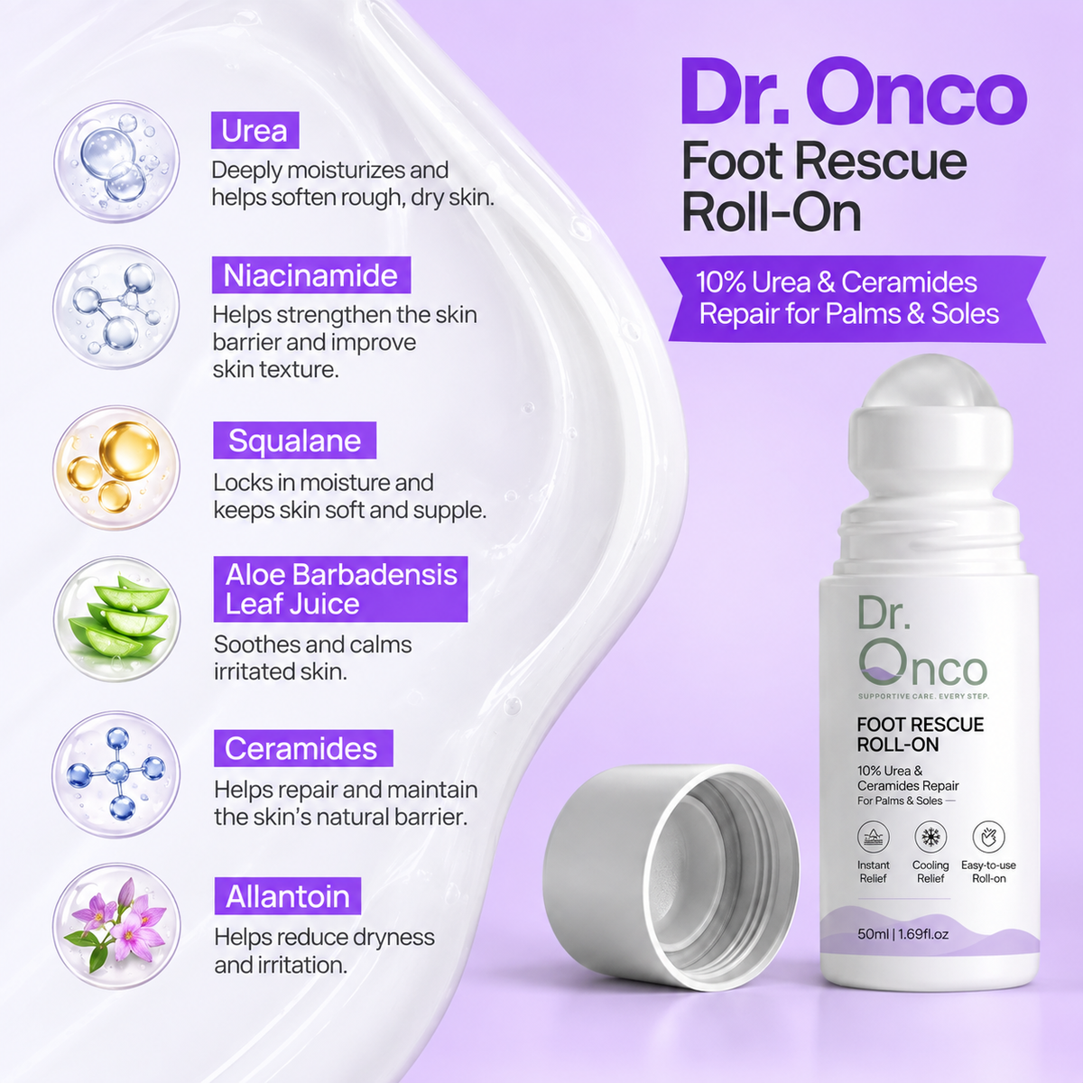 Dr. Onco Foot Rescue Roll On | Instant Cooling Relief | 50ML